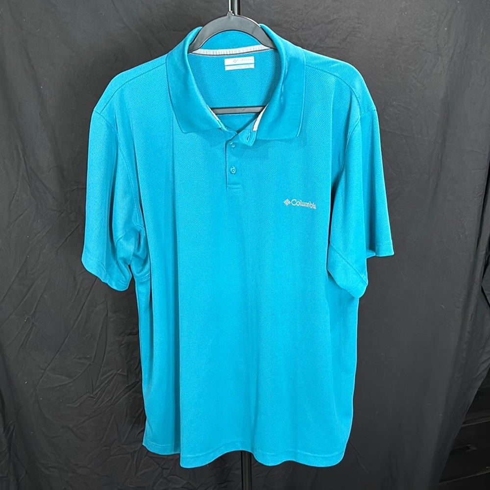 Columbia Blue Polo Shirt Vibrant Knit Comfort